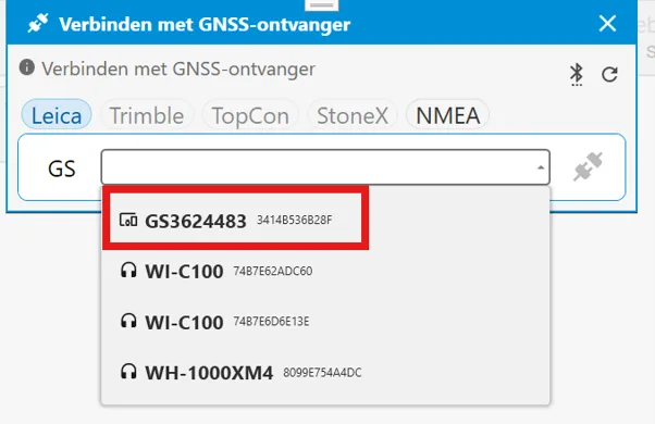 Select Bluetooth Gnss